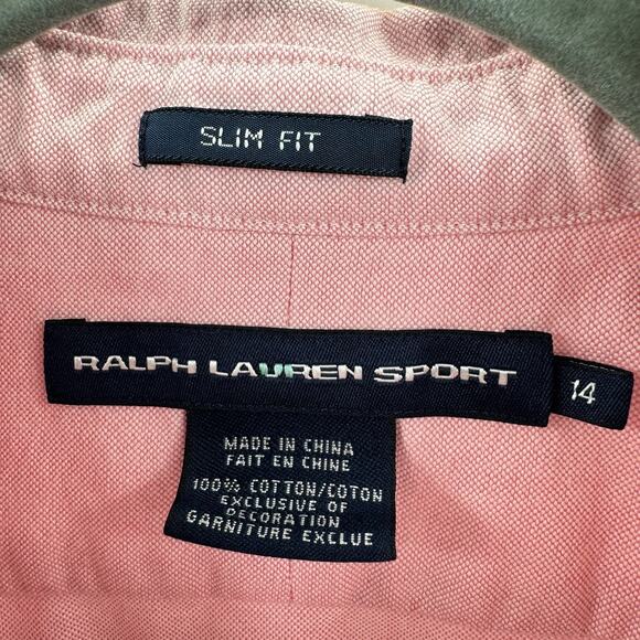 Ralph Lauren Sport Womens Slim Fit Oxford Button Down Shirt Size 14 Pink Preppy - Picture 5 of 9